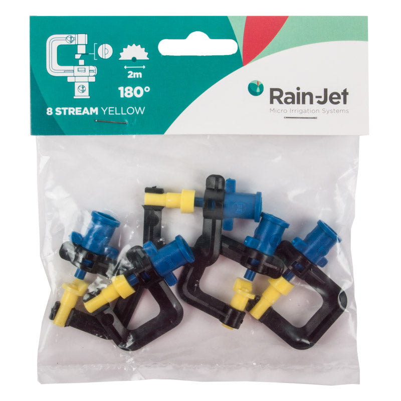 Micro Sprinkler Head - 8 Stream 180 Degree Yellow Mister - 5 Pack