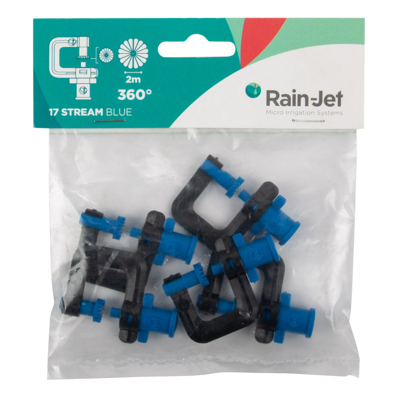 Micro Sprinkler Head - 17 Stream 360 Degree Blue Spreader - 5 Pack